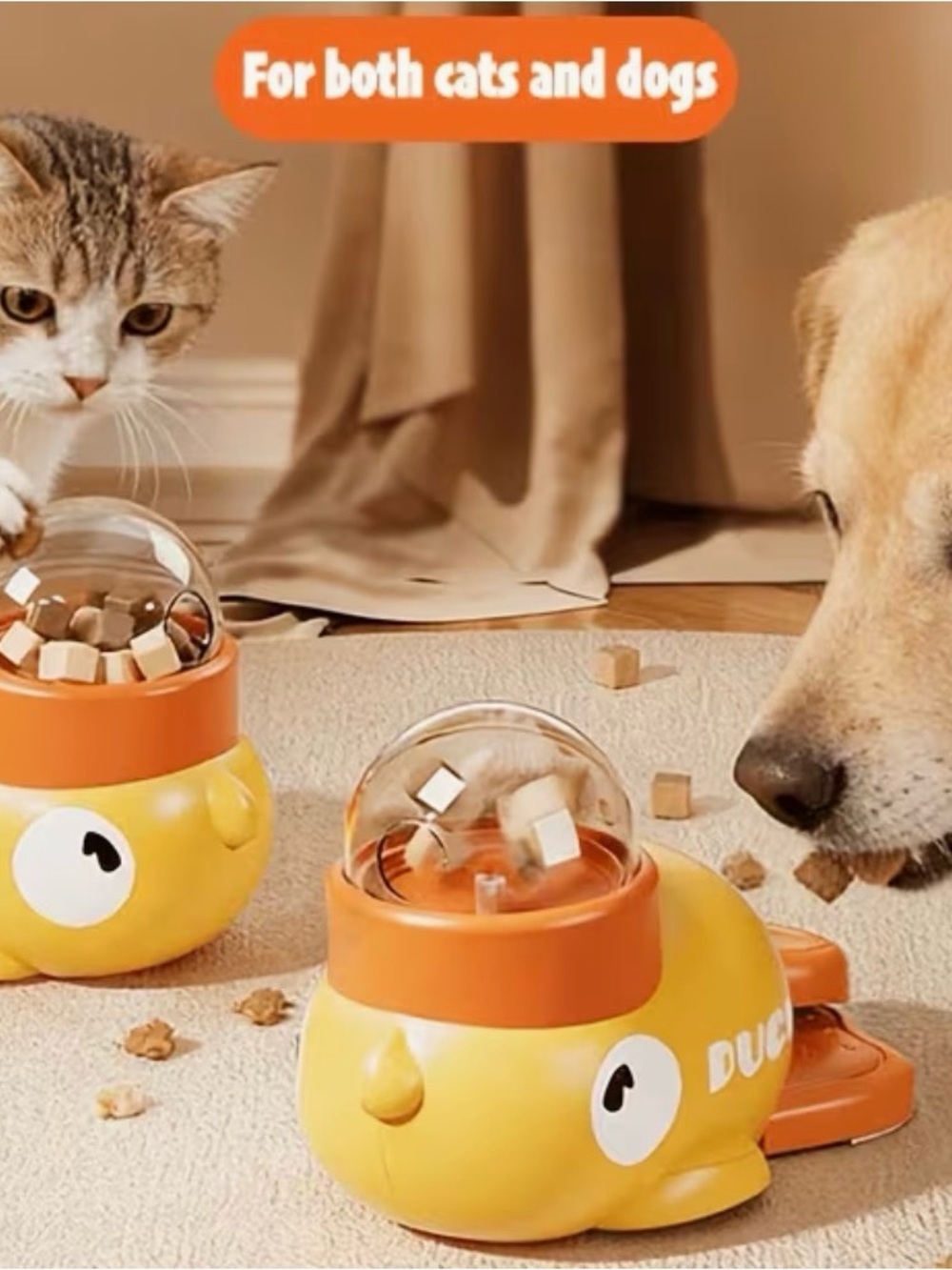 Source Unknown Yellow and Orange Interactive Dog Treat Dispenser